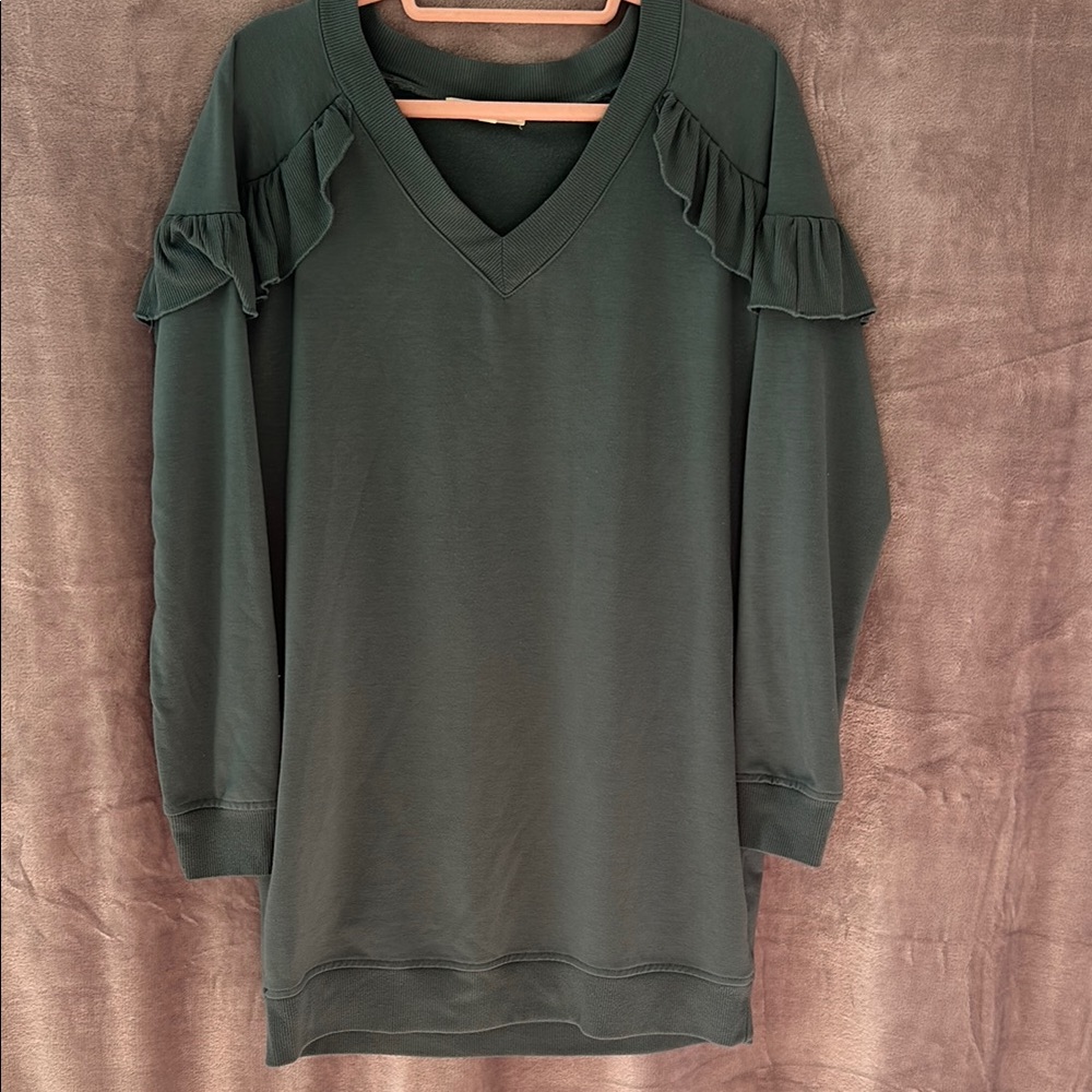 Living Doll Green V-Neck Sweater